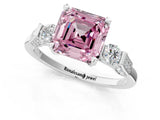 White gold Fancy Pink Asscher Cut Brilliant Three-Stone Pave Band with Four-Prong Setting_1