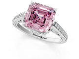 White gold Fancy Pink Asscher  Cut Cathedral Pave Diamond Engagement Ring with Six-Prong Setting_32