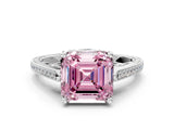 White gold Fancy Pink Asscher  Cut Cathedral Pave Diamond Engagement Ring with Six-Prong Setting_32