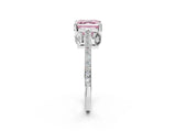 White gold Fancy Pink Asscher  Cut Cathedral Pave Diamond Engagement Ring with Six-Prong Setting_34