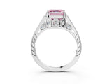 White gold Fancy Pink Asscher  Cut Cathedral Pave Diamond Engagement Ring with Six-Prong Setting_35