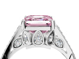 White gold Fancy Pink Asscher  Cut Cathedral Pave Diamond Engagement Ring with Six-Prong Setting_35