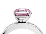 White gold Fancy Pink Asscher  Cut Channel Set Diamond Engagement Ring with Four-Prong Setting_4