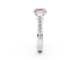 White gold Fancy Pink Asscher  Cut Channel Set Solitaire Engagement Ring with Prong Setting_2