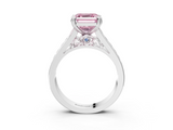 White gold Fancy Pink Asscher  Cut Channel Set Solitaire Engagement Ring with Prong Setting_3