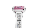 White gold Fancy Pink Asscher  Cut Channel Set Solitaire Engagement Ring with Prong Setting_5