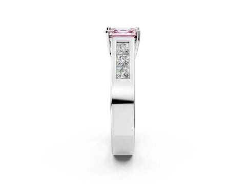White gold Fancy Pink Asscher Cut Cut Channel Set Solitaire Ring with Four-Prong Setting_2