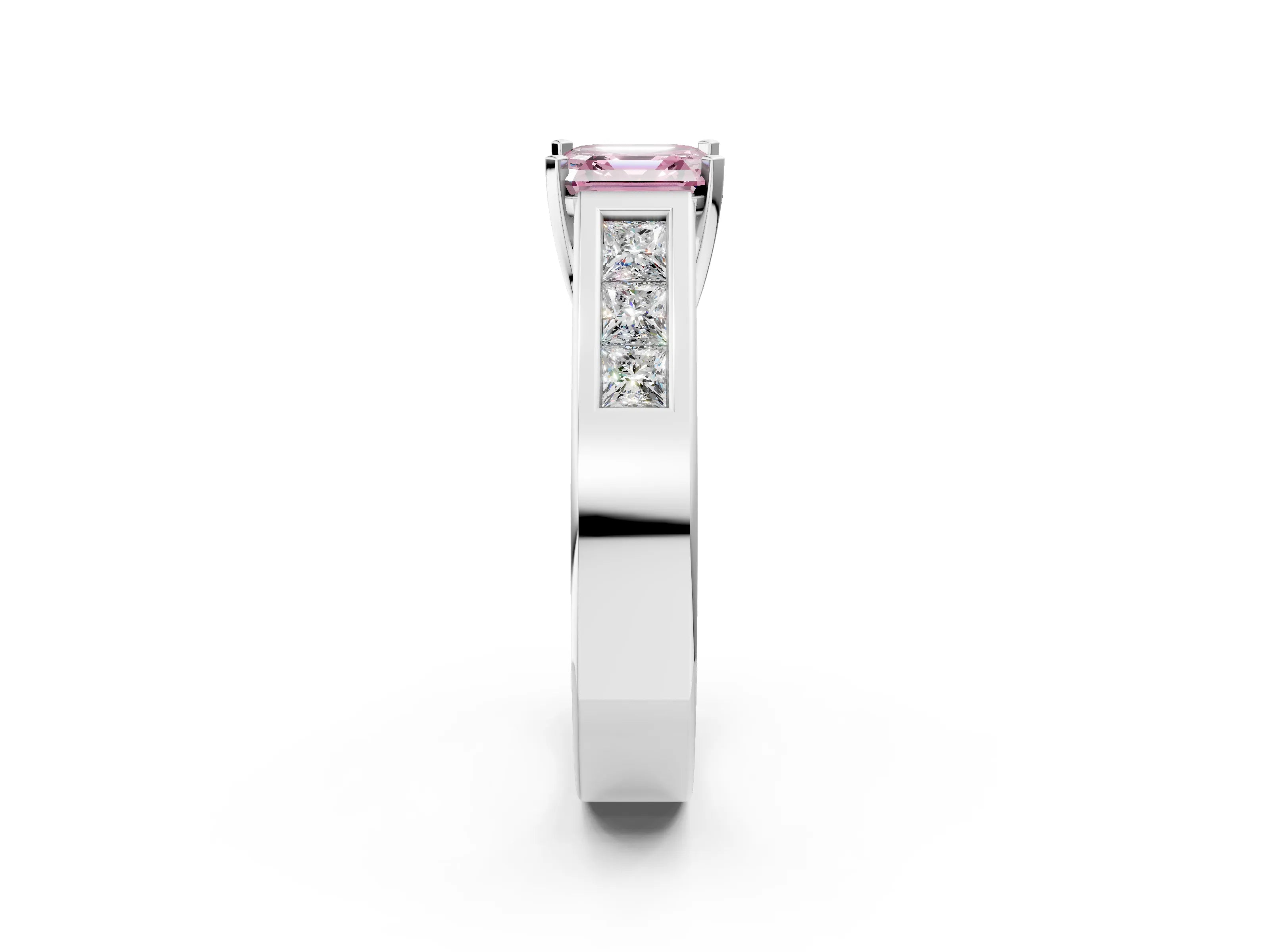 White gold Fancy Pink Asscher Cut Cut Channel Set Solitaire Ring with Four-Prong Setting_35