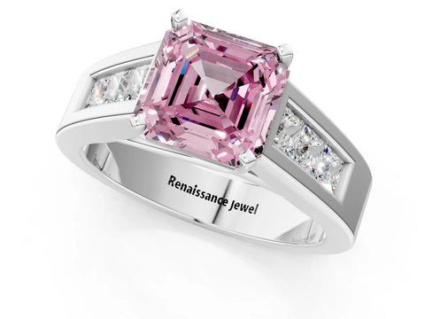 White gold Fancy Pink Asscher Cut Cut Channel Set Solitaire Ring with Four-Prong Setting_37