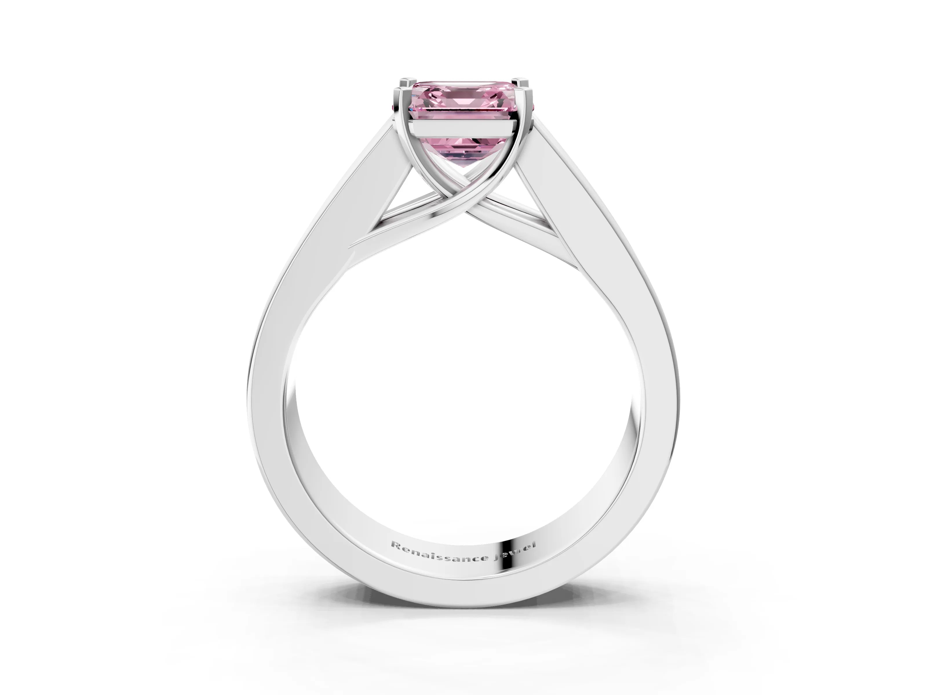 White gold Fancy Pink Asscher Cut Cut Channel Set Solitaire Ring with Four-Prong Setting_3