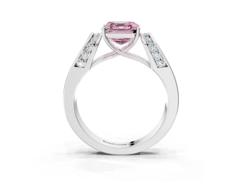 White gold Fancy Pink Asscher Cut Cut Diamond Channel Set Solitaire Ring with Four-Prong Setting_15