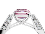 White gold Fancy Pink Asscher Cut Cut Diamond Channel Set Solitaire Ring with Four-Prong Setting_16