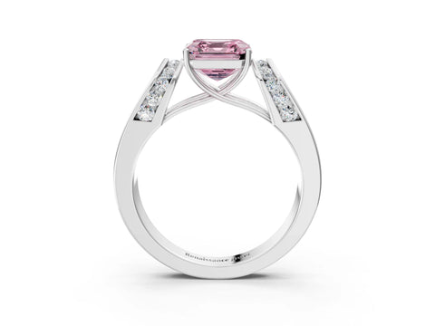 White gold Fancy Pink Asscher Cut Cut Diamond Channel Set Solitaire Ring with Four-Prong Setting_3