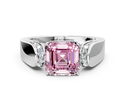 White gold Fancy Pink Asscher Cut Cut Diamond Channel Set Solitaire Ring with Four-Prong Setting_84