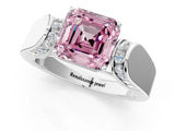White gold Fancy Pink Asscher Cut Cut Diamond Channel Set Solitaire Ring with Four-Prong Setting_85