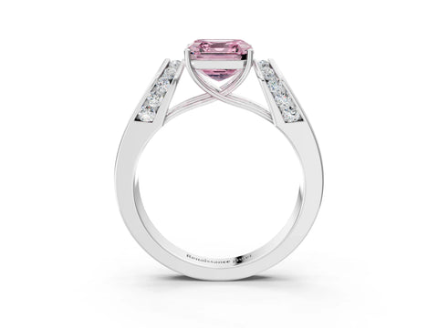 White gold Fancy Pink Asscher Cut Cut Diamond Channel Set Solitaire Ring with Four-Prong Setting_87