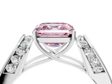 White gold Fancy Pink Asscher Cut Cut Diamond Channel Set Solitaire Ring with Four-Prong Setting_88