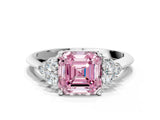 White gold Fancy Pink Asscher Cut Cut Diamond Cluster Ring with Solitaire Band and Four-Prong Setting_36