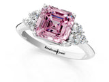 White gold Fancy Pink Asscher Cut Cut Diamond Cluster Ring with Solitaire Band and Four-Prong Setting_37