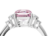 White gold Fancy Pink Asscher Cut Cut Diamond Cluster Ring with Solitaire Band and Four-Prong Setting_40