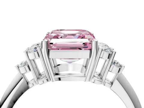 White gold Fancy Pink Asscher Cut Cut Diamond Cluster Ring with Solitaire Band and Four-Prong Setting_40