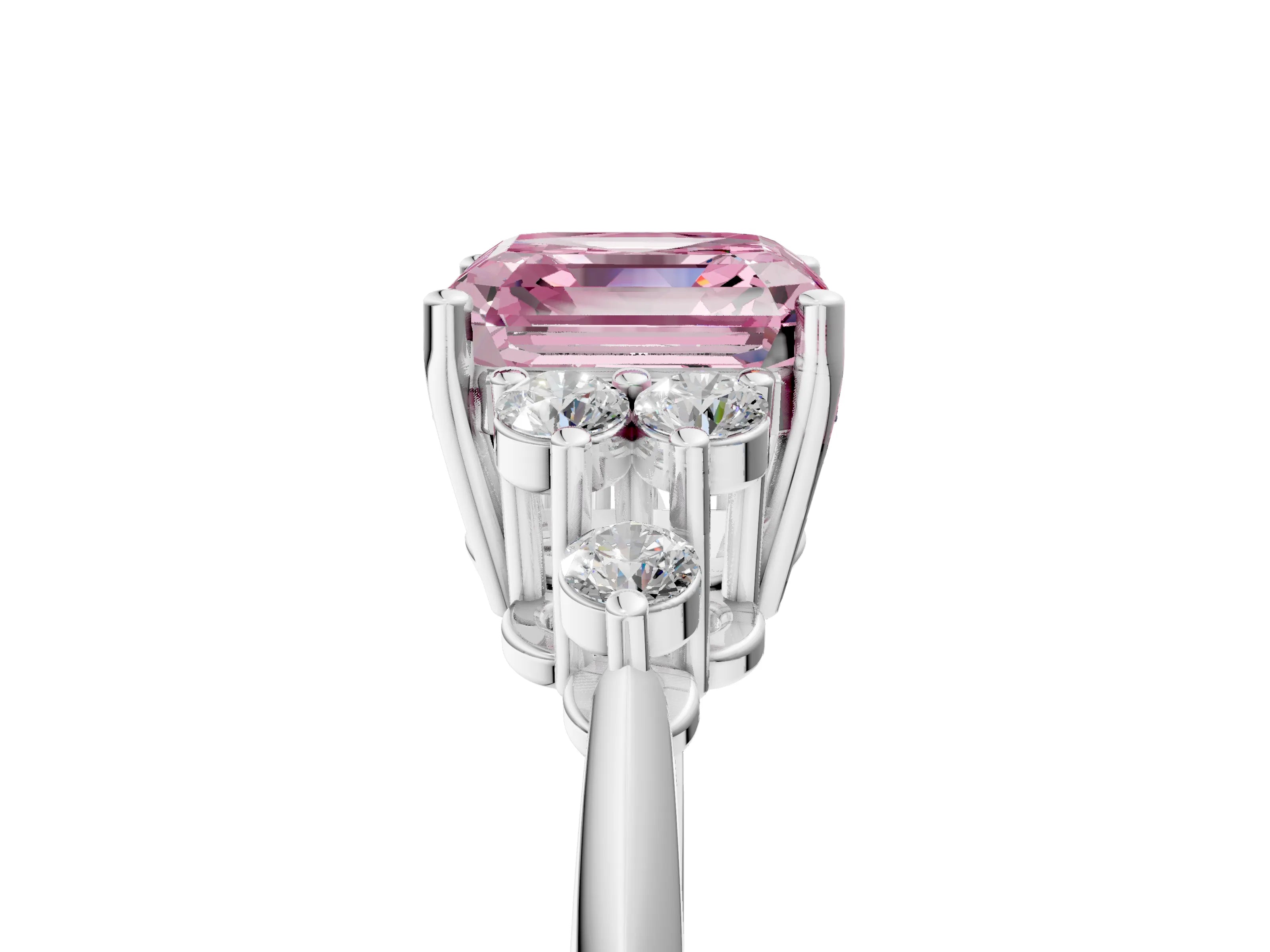 White gold Fancy Pink Asscher Cut Cut Diamond Cluster Ring with Solitaire Band and Four-Prong Setting_41