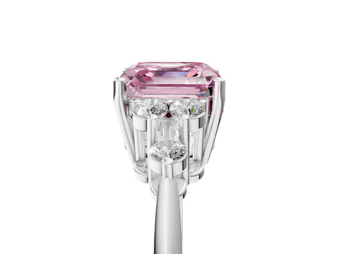 White gold Fancy Pink Asscher Cut Cut Diamond Cluster Ring with Solitaire Band and Four-Prong Setting_41