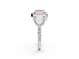 White gold Fancy Pink Asscher Cut Cut Diamond Halo Engagement Ring with Open Split Pavé Band_2