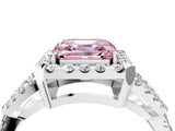 White gold Fancy Pink Asscher Cut Cut Diamond Halo Engagement Ring with Open Split Pavé Band_4