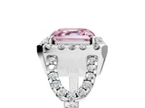 White gold Fancy Pink Asscher Cut Cut Diamond Halo Engagement Ring with Open Split Pavé Band_5