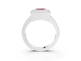 White gold Fancy Pink Asscher Cut-Cut Diamond Halo Engagement Ring with Pave Band and Prong Setting_3