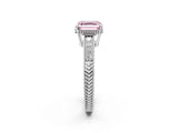 White gold Fancy Pink Asscher Cut Cut Diamond Milgrain Pave Band Four-Prong Setting Ring_40