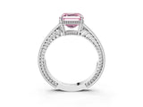 White gold Fancy Pink Asscher Cut Cut Diamond Milgrain Pave Band Four-Prong Setting Ring_41