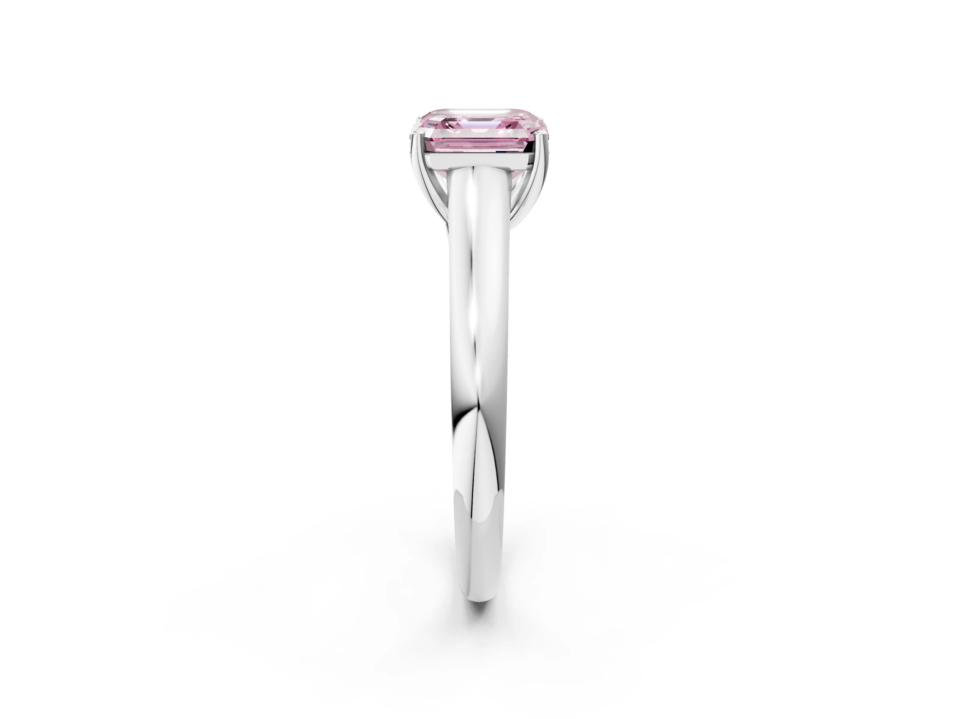 White gold Fancy Pink Asscher Cut Cut Diamond Solitaire Engagement Ring with Tapered Plain Band and Four-Prong Setting_14