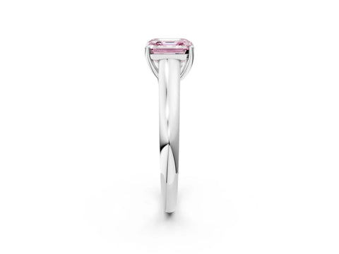 White gold Fancy Pink Asscher Cut Cut Diamond Solitaire Engagement Ring with Tapered Plain Band and Four-Prong Setting_2
