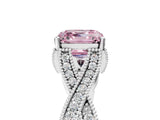 White gold Fancy Pink Asscher Cut Cut Diamond Twisted Band with Milgrain Pave Setting and Four-Prong Setting_17