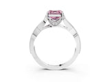 White gold Fancy Pink Asscher Cut Cut Diamond Twisted Band with Milgrain Pave Setting and Four-Prong Setting_3