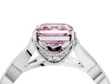 White gold Fancy Pink Asscher Cut Cut Diamond Twisted Band with Milgrain Pave Setting and Four-Prong Setting_4