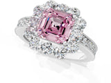 White gold Fancy Pink Asscher Cut Cut Halo Diamond Pavé Engagement Ring with Milgrain Detailing_23