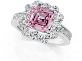 White gold Fancy Pink Asscher Cut Cut Halo Diamond Pavé Engagement Ring with Milgrain Detailing_43