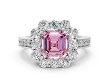 White gold Fancy Pink Asscher Cut Cut Halo Diamond Pavé Engagement Ring with Milgrain Detailing_46