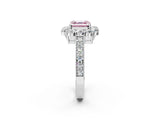 White gold Fancy Pink Asscher Cut Cut Halo Diamond Pavé Engagement Ring with Milgrain Detailing_48