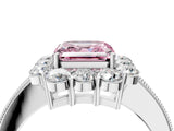 White gold Fancy Pink Asscher Cut Cut Halo Diamond Pavé Engagement Ring with Milgrain Detailing_52