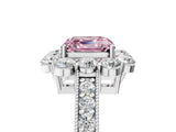 White gold Fancy Pink Asscher Cut Cut Halo Diamond Pavé Engagement Ring with Milgrain Detailing_53
