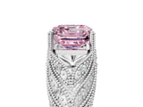 White gold Fancy Pink Asscher Cut Cut Milgrain Pave Diamond Engagement Ring with Four-Prong Setting_20