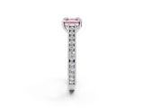 White gold Fancy Pink Asscher Cut Cut Pave Band Milgrain Solitaire Ring_2