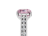 White gold Fancy Pink Asscher Cut Cut Pave Band Milgrain Solitaire Ring_5