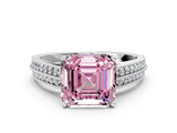 White gold Fancy Pink Asscher Cut Cut Pave Split Shank Engagement Ring with Four-Prong Setting_12