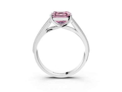 White gold Fancy Pink Asscher Cut Cut Pave Split Shank Engagement Ring with Four-Prong Setting_15