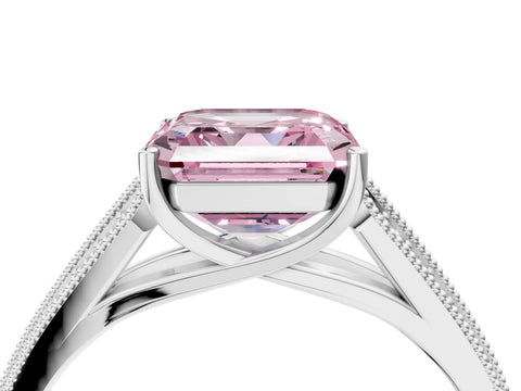 White gold Fancy Pink Asscher Cut Cut Pave Split Shank Engagement Ring with Four-Prong Setting_16